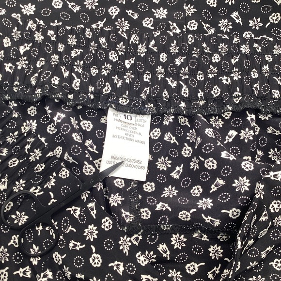 Vintage Andrea Gayle Floral Dress Suit Set Size 10 Black White Pearl Button - Picture 6 of 12